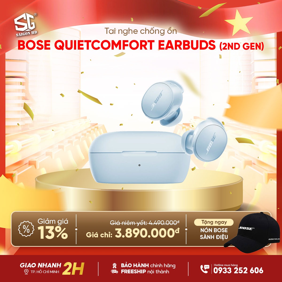 Tai nghe True Wireless chống ồn Bose QuietComfort Earbuds 2nd Gen ch&iacute;nh h&atilde;ng gi&aacute; rẻ nhất