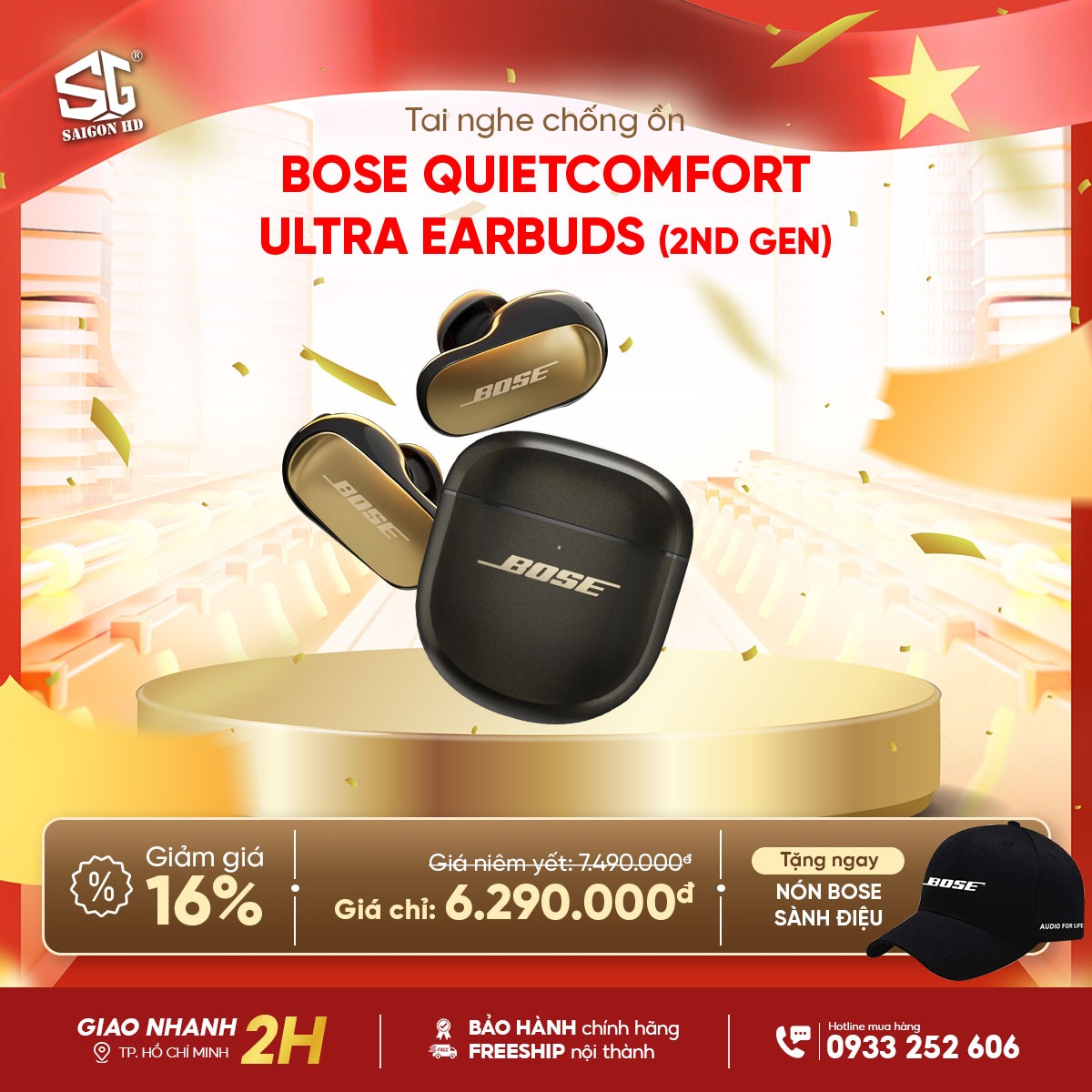 Tai nghe True Wireless chống ồn Bose QuietComfort Ultra Earbuds 2nd Gen ch&iacute;nh h&atilde;ng gi&aacute; rẻ nhất