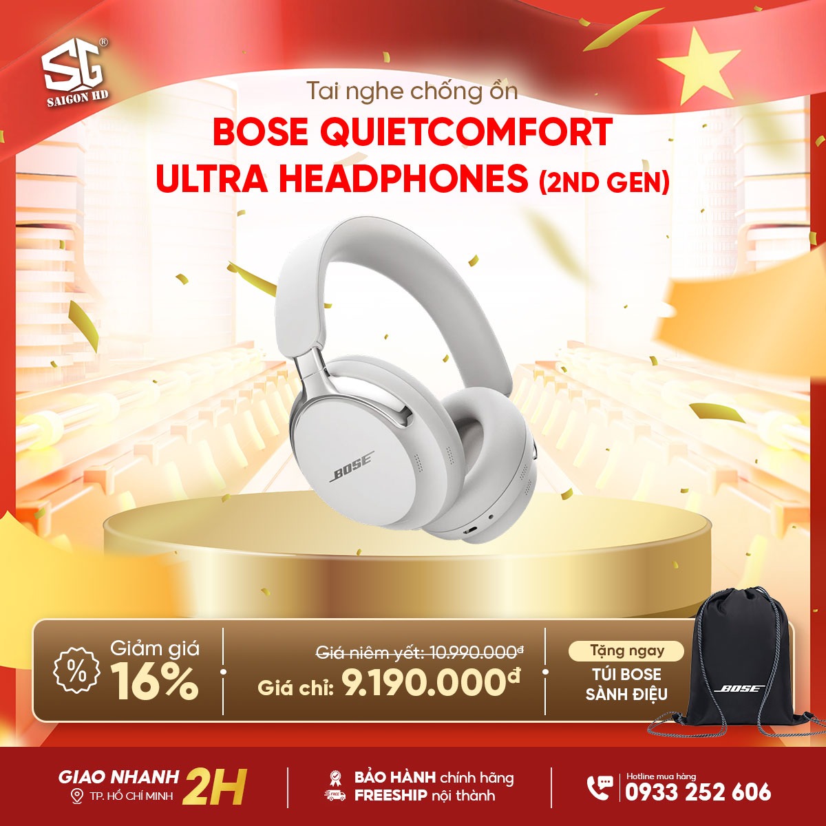 Tai nghe Bluetooth chống ồn Bose QuietComfort Ultra Headphones 2nd Gen ch&iacute;nh h&atilde;ng gi&aacute; rẻ nhất