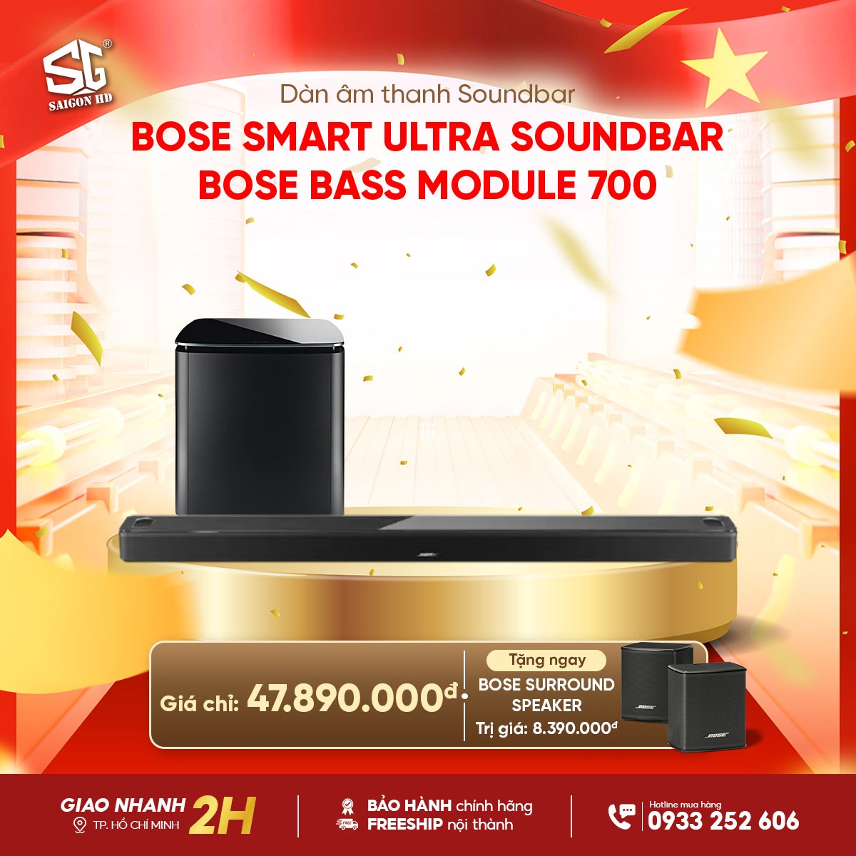 Khuyến m&atilde;i giảm gi&aacute; d&agrave;n &acirc;m thanh soundbar giải tr&iacute; gia đ&igrave;nh Bose Smart Ultra SoundBar - Bose Bass Module 700 - Bose Surround Speaker ch&iacute;nh h&atilde;ng gi&aacute; rẻ nhất
