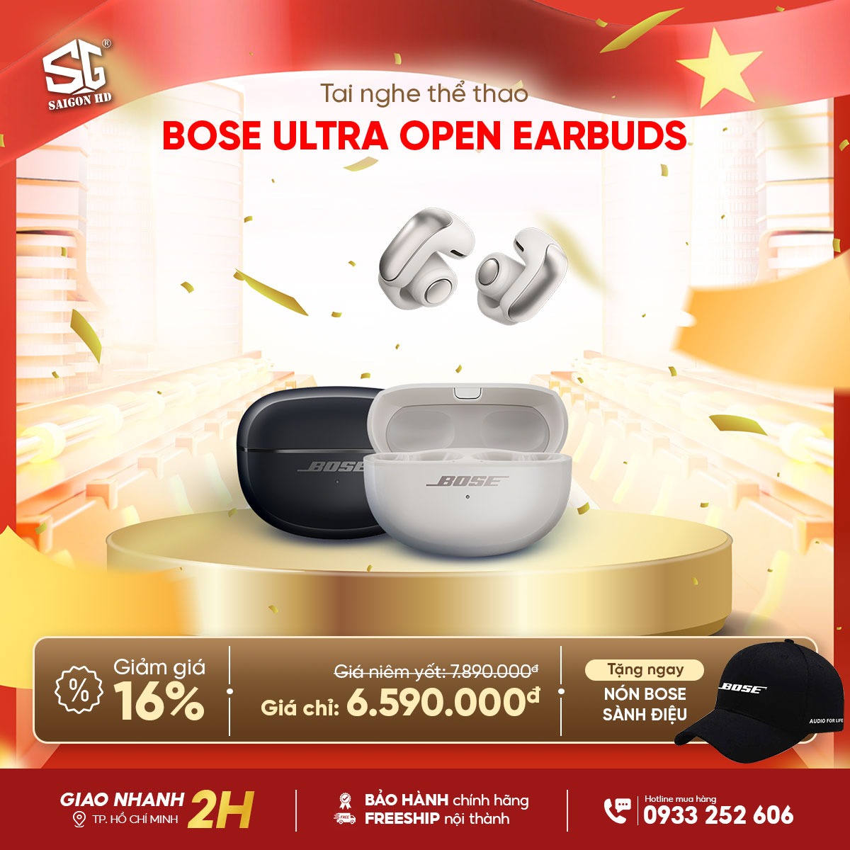 Tai nghe True Wireless thể thao Bose Ultra Open Earbuds ch&iacute;nh h&atilde;ng gi&aacute; rẻ nhất