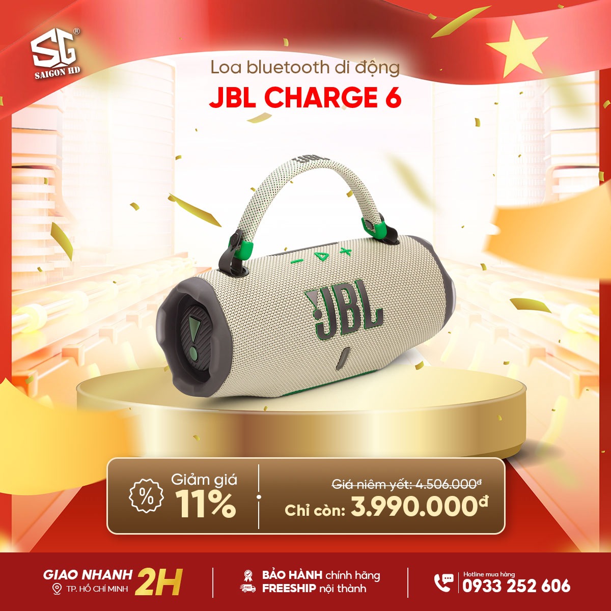 Loa Bluetooth di động JBL Charge 6 ch&iacute;nh h&atilde;ng gi&aacute; rẻ nhất