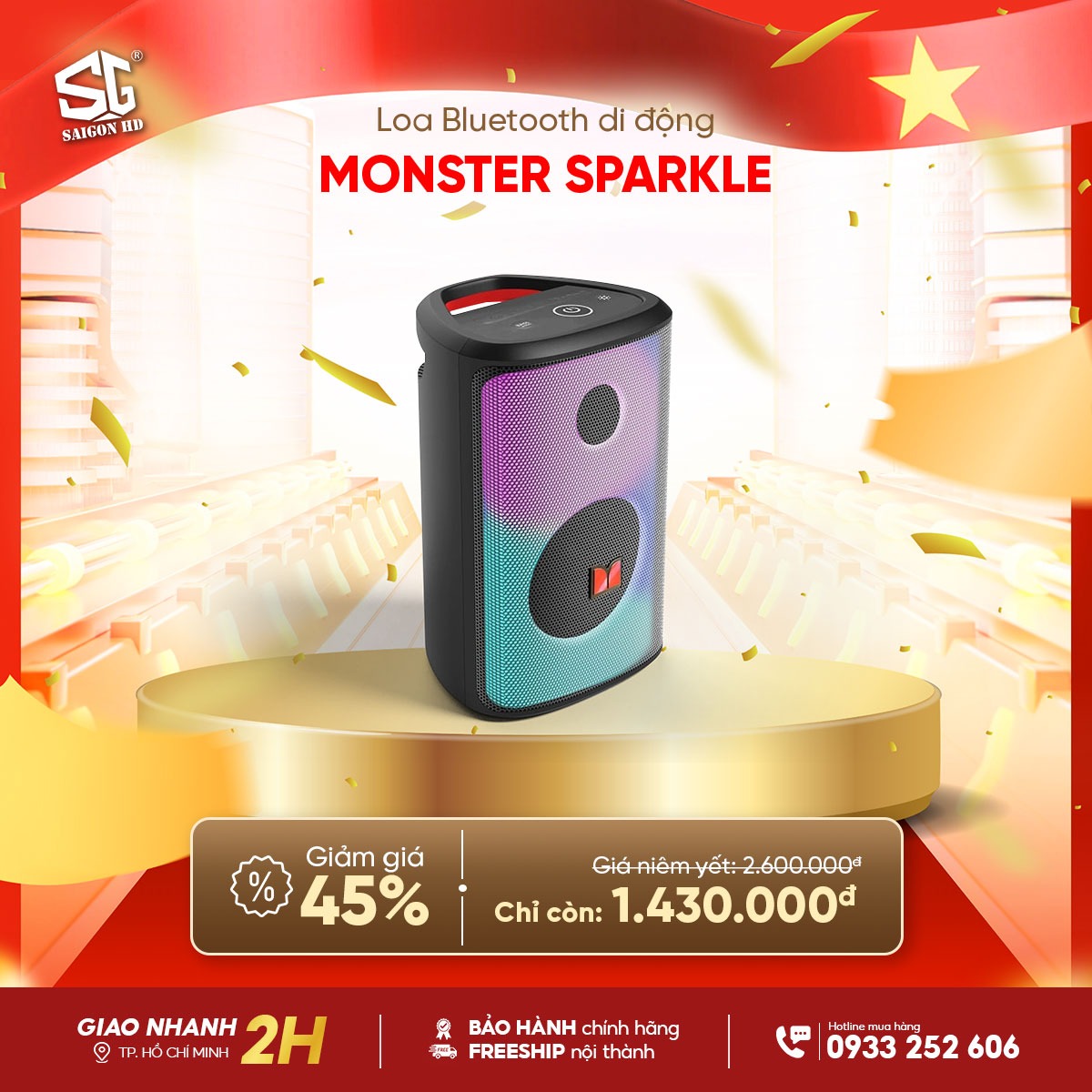Loa kẹo k&eacute;o Karaoke Bluetooth di động Monster Sparkle ch&iacute;nh h&atilde;ng gi&aacute; rẻ nhất