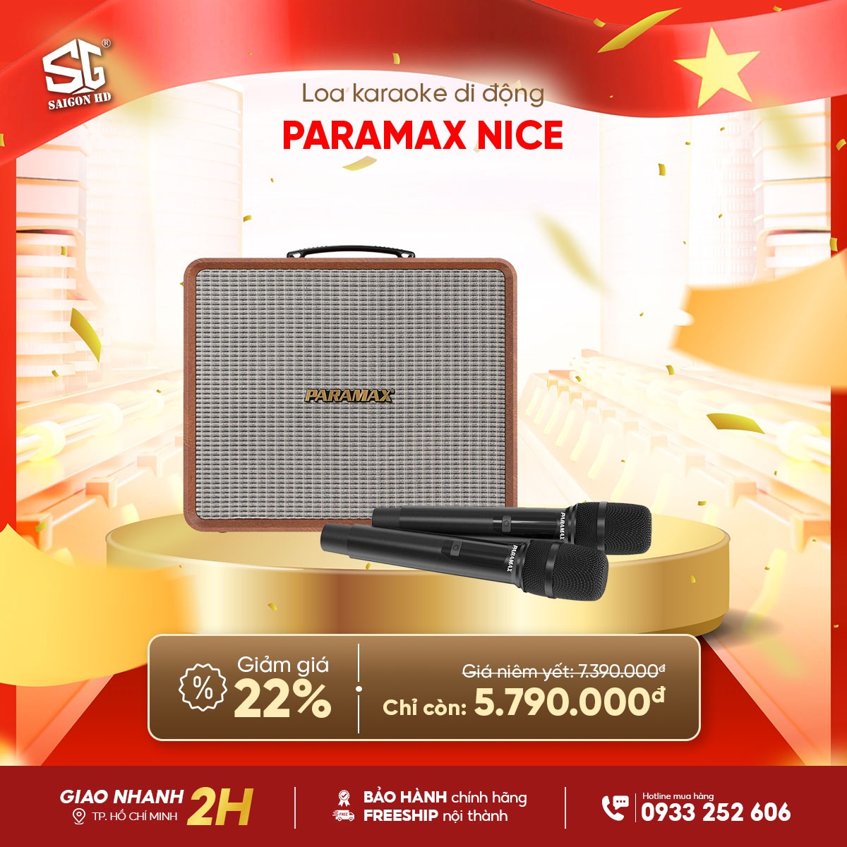 Loa kẹo k&eacute;o Karaoke Bluetooth di động Paramax Nice ch&iacute;nh h&atilde;ng gi&aacute; rẻ nhất