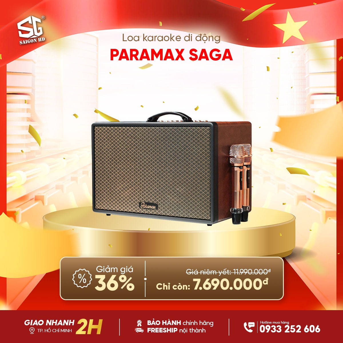 Loa kẹo k&eacute;o Karaoke Bluetooth di động Paramax Sage ch&iacute;nh h&atilde;ng gi&aacute; rẻ nhất