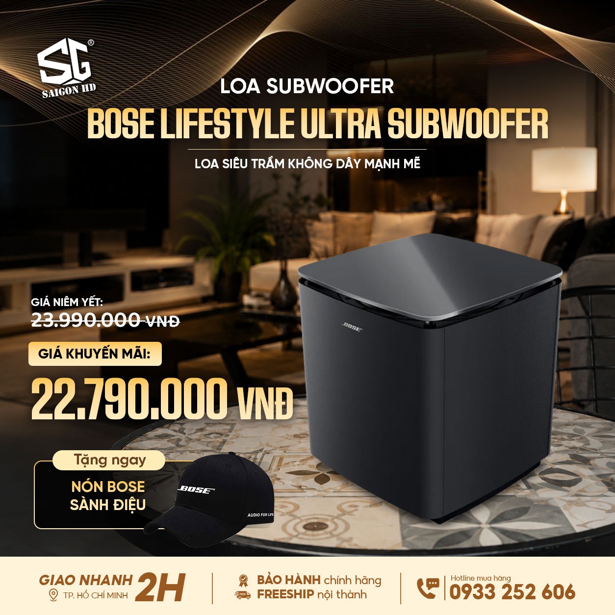 Khuyến m&atilde;i loa si&ecirc;u trầm kh&ocirc;ng d&acirc;y Bose Lifestyle Ultra Subwoofer ch&iacute;nh h&atilde;ng gi&aacute; rẻ nhất 2026