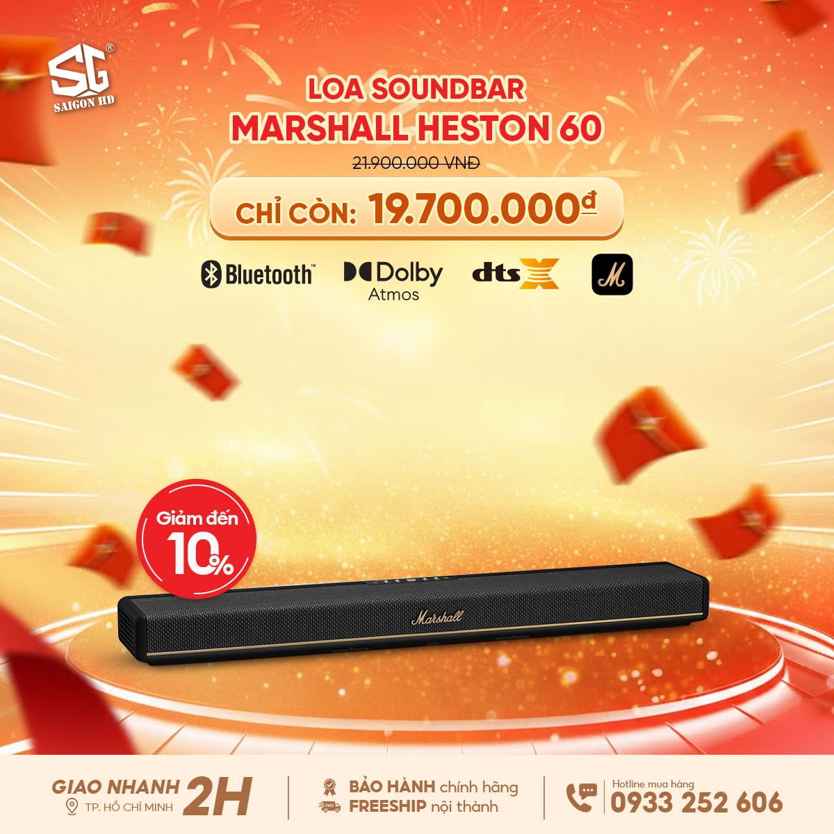 Khuyến m&atilde;i giảm gi&aacute; loa SoundBar cao cấp Marshall Heston 60 ch&iacute;nh h&atilde;ng gi&aacute; rẻ nhất