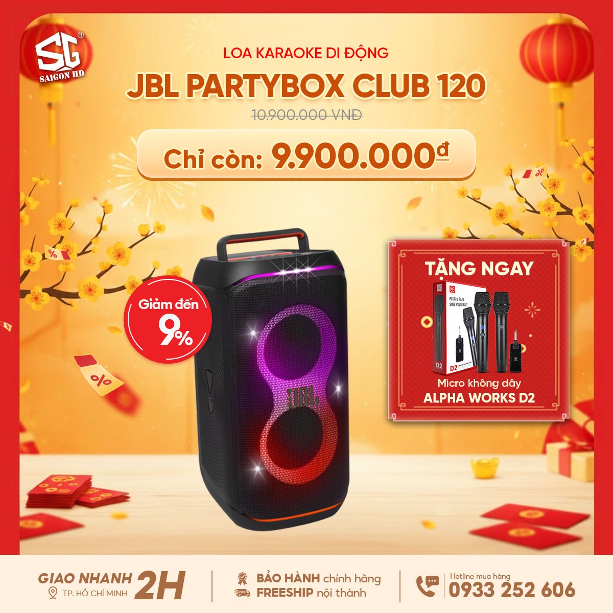 Khuyến m&atilde;i giảm gi&aacute; loa k&eacute;o Karaoke Bluetooth di động JBL PartyBox Club 120 ch&iacute;nh h&atilde;ng rẻ nhất