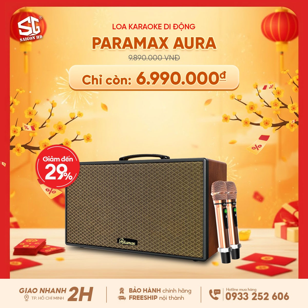 Khuyến m&atilde;i giảm gi&aacute; loa k&eacute;o Karaoke Bluetooth di động Paramax Aura ch&iacute;nh h&atilde;ng rẻ nhất