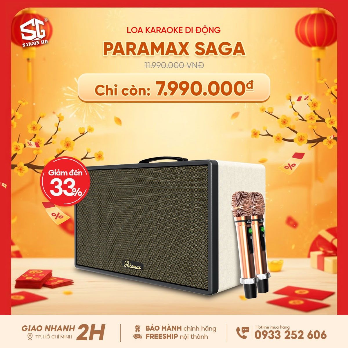 Khuyến m&atilde;i giảm gi&aacute; loa k&eacute;o Karaoke Bluetooth di động Paramax Saga ch&iacute;nh h&atilde;ng rẻ nhất