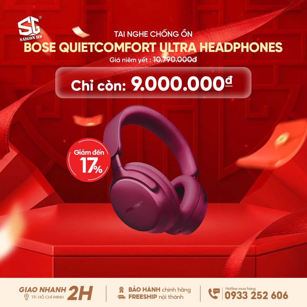 Khuyến m&atilde;i giảm gi&aacute; tai nghe Bluetooth chụp tai chống ồn Bose QuietComfort Ultra Headphones ch&iacute;nh h&atilde;ng rẻ nhất