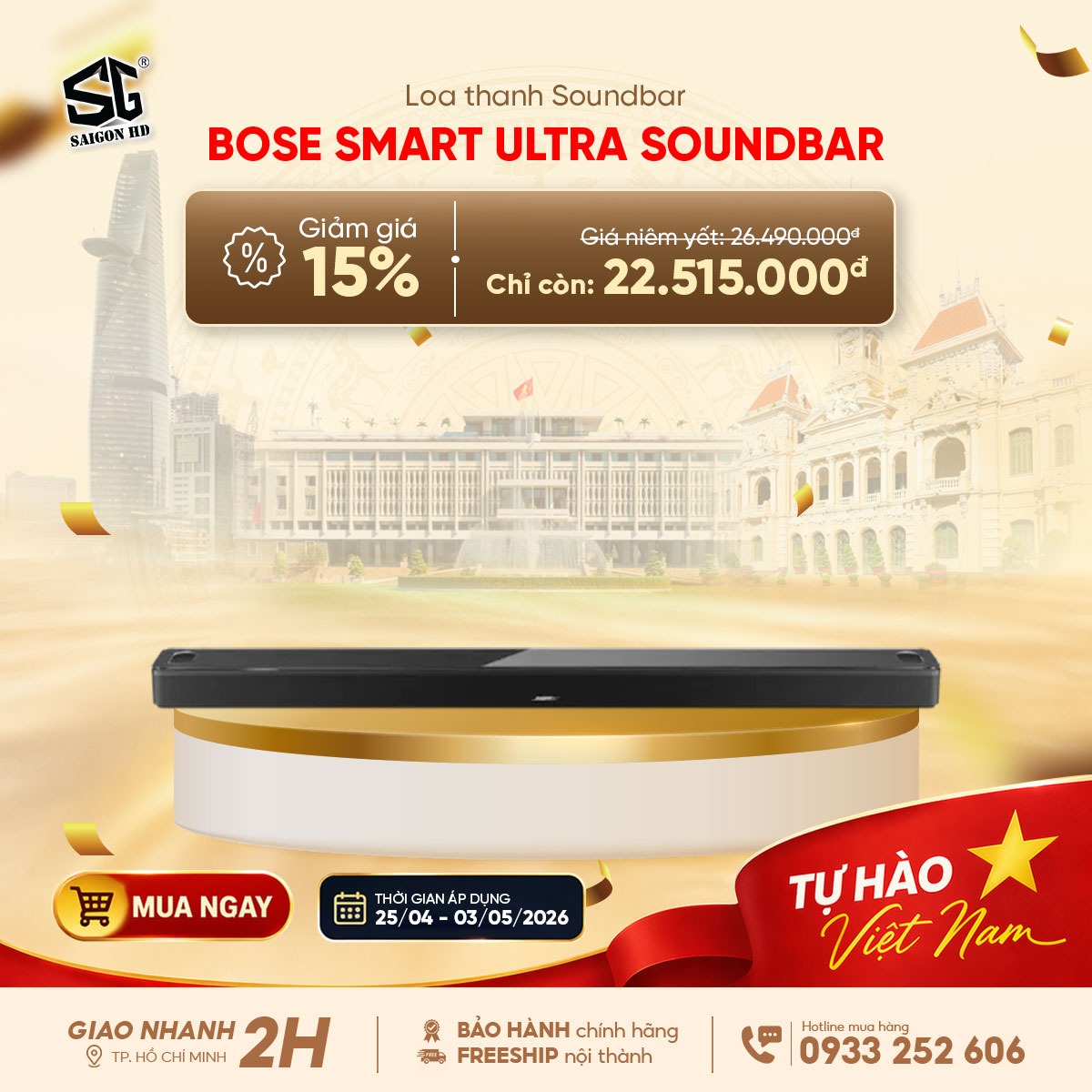 Khuyến m&atilde;i giảm gi&aacute; s&acirc;u loa thanh TV Bose Smart Ultra SoundBar ch&iacute;nh h&atilde;ng gi&aacute; rẻ nhất