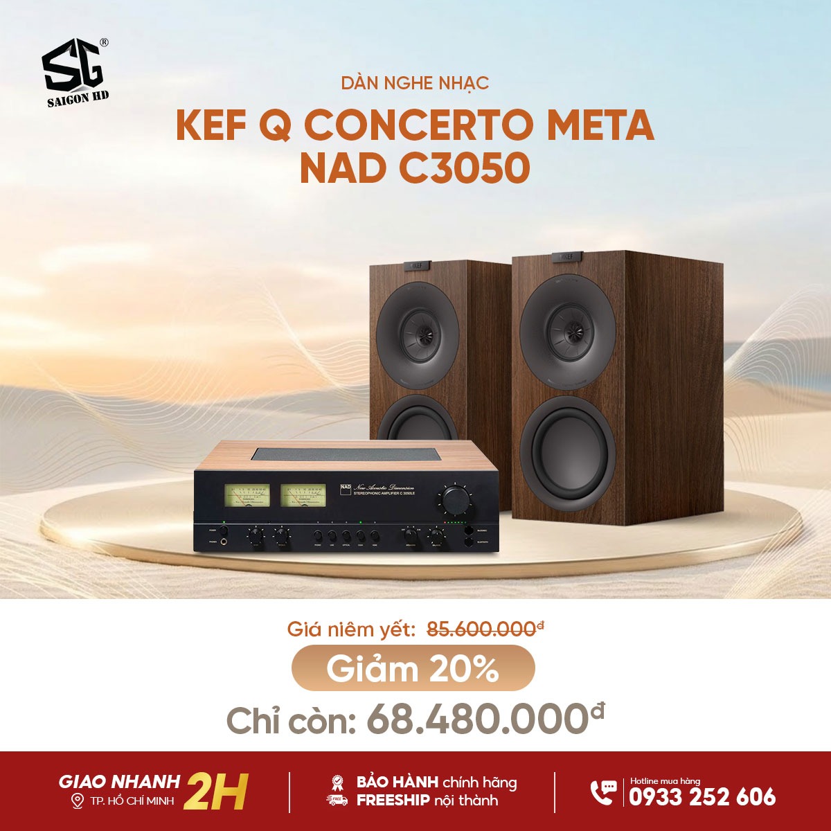 Khuyến m&atilde;i giảm gi&aacute; d&agrave;n &acirc;m thanh nghe nhạc với loa Bookshefl KEF Q Concerto Meta v&agrave; ampli nghe nhạc Nad C3050 ch&iacute;nh h&atilde;ng gi&aacute; rẻ nhất