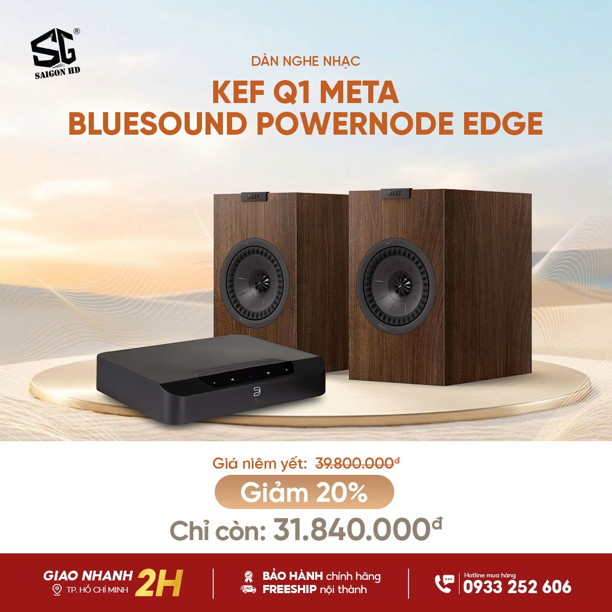 Khuyến m&atilde;i giảm gi&aacute; d&agrave;n nghe nhạc phối gh&eacute;p từ loa Bookshefl KEF Q1 Meta v&agrave; ampli nghe nhạc đa năng Bluesound Powernode Edge ch&iacute;nh h&atilde;ng gi&aacute; rẻ nhất