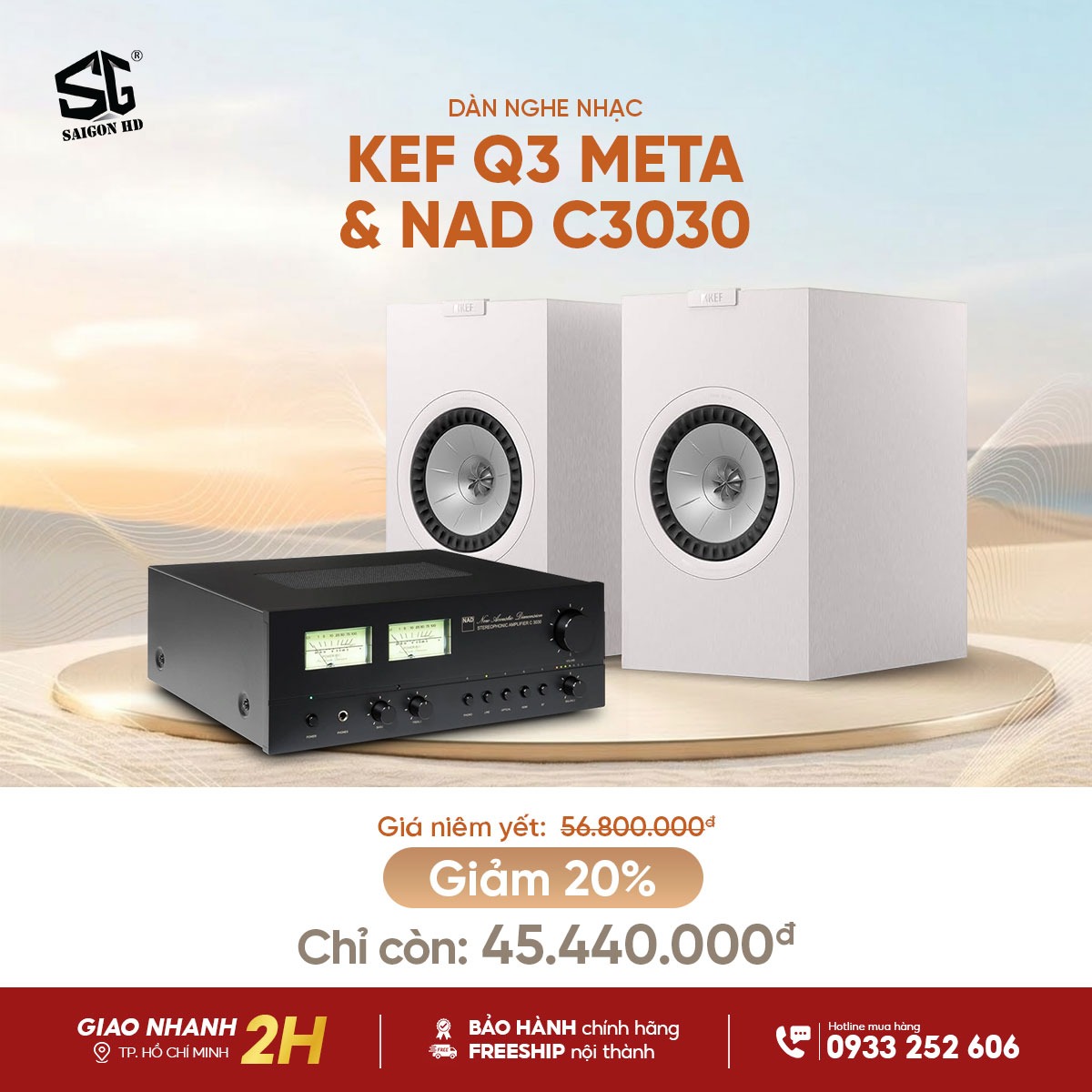 Khuyến m&atilde;i giảm gi&aacute; d&agrave;n &acirc;m thanh nghe nhạc với loa Bookshefl KEF Q3 Meta v&agrave; ampli nghe nhạc Nad C3030 ch&iacute;nh h&atilde;ng gi&aacute; rẻ nhất