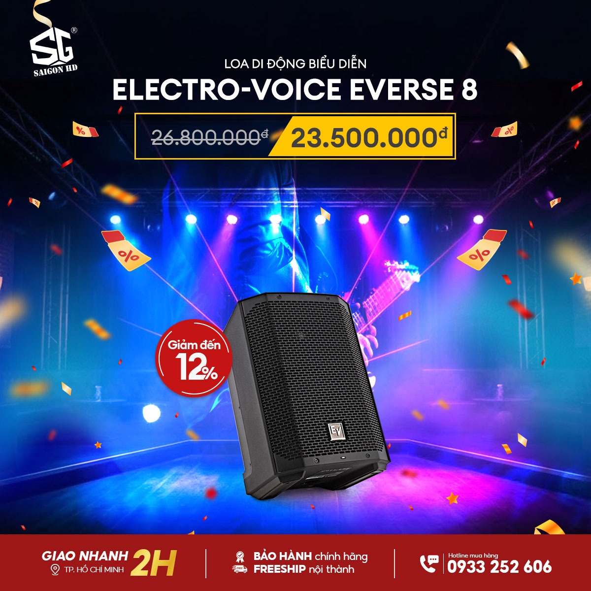 Khuyến m&atilde;i giảm gi&aacute; loa active PA biểu diễn di động & Karaoke Bluetooth Electro-Voice Everse 8 ch&iacute;nh h&atilde;ng rẻ nhất