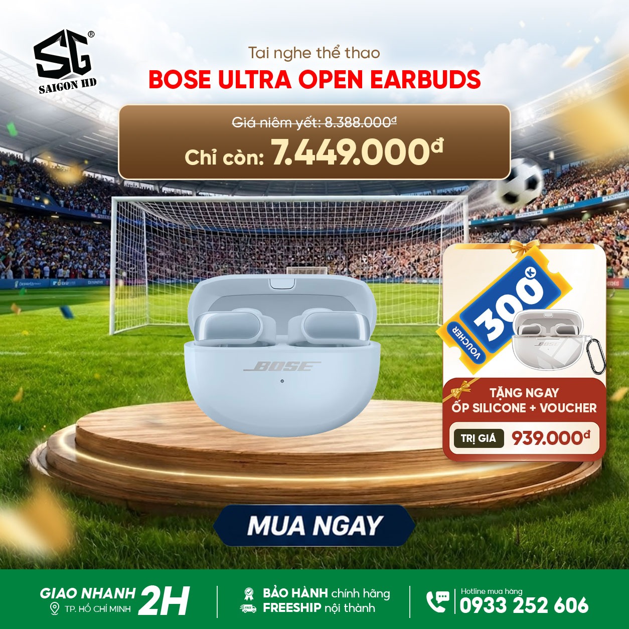 Chương tr&igrave;nh khuyến m&atilde;i giảm gi&aacute; c&ugrave;ng qu&agrave; tặng khi mua tai nghe True Wireless thể thao Bose Ultra Open Earbuds ch&iacute;nh h&atilde;ng
