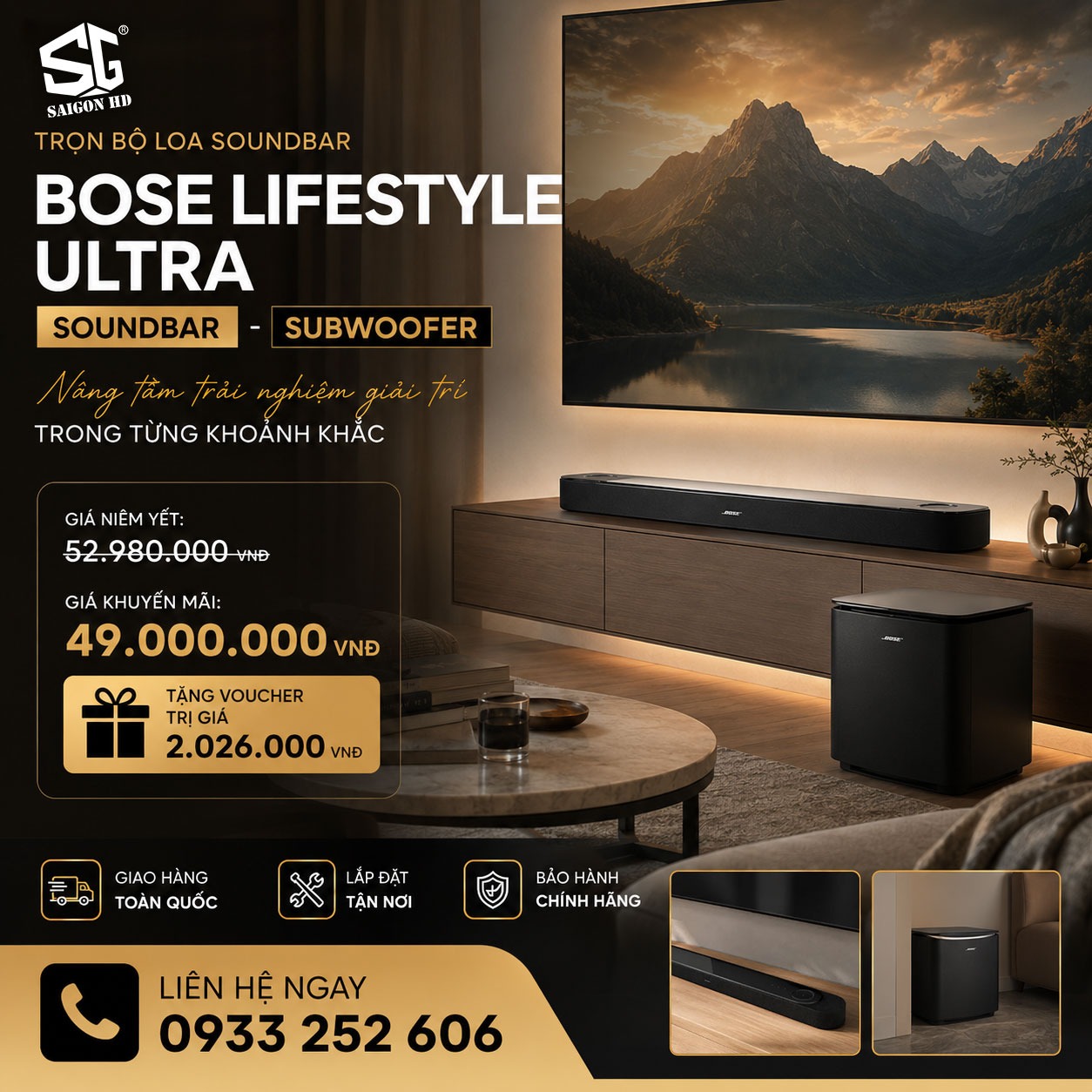 Khuyến m&atilde;i giảm gi&aacute; d&agrave;n loa thanh Bose Lifestyle Ultra SoundBar & Bose Lifestyle Ultra Subwoofer cao cấp ch&iacute;nh h&atilde;ng gi&aacute; rẻ