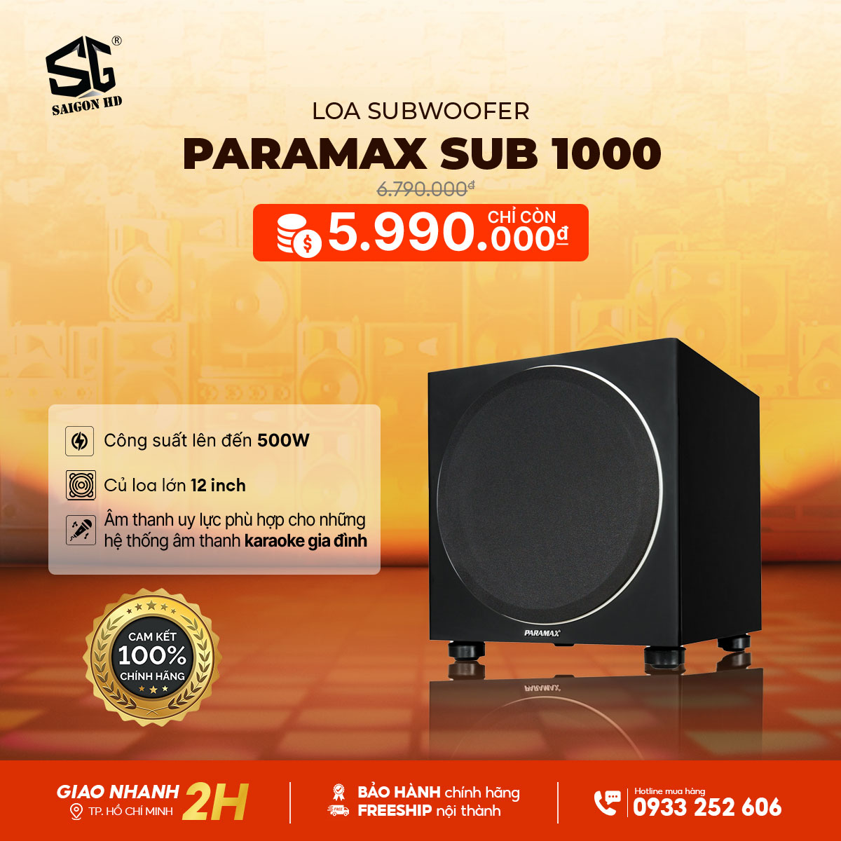 Loa Subwoofer Karaoke Paramax Sub 1000