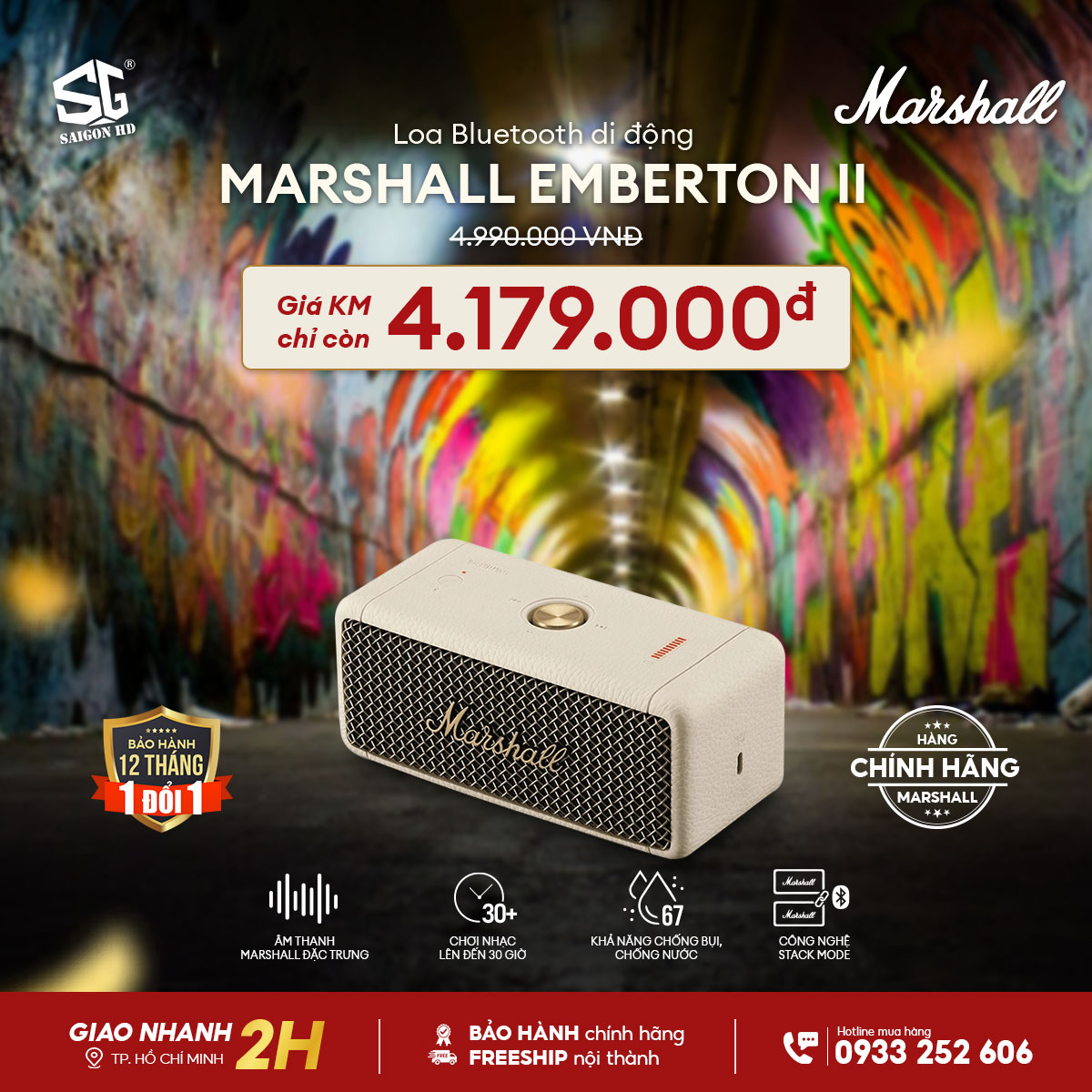 Loa Bluetooth di động MARSHALL EMBERTON II