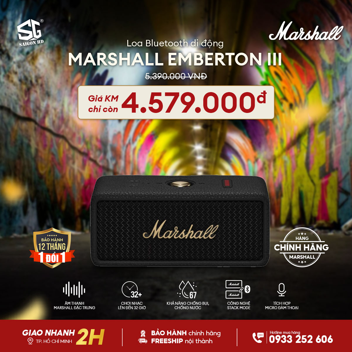 Loa Bluetooth di động MARSHALL EMBERTON III