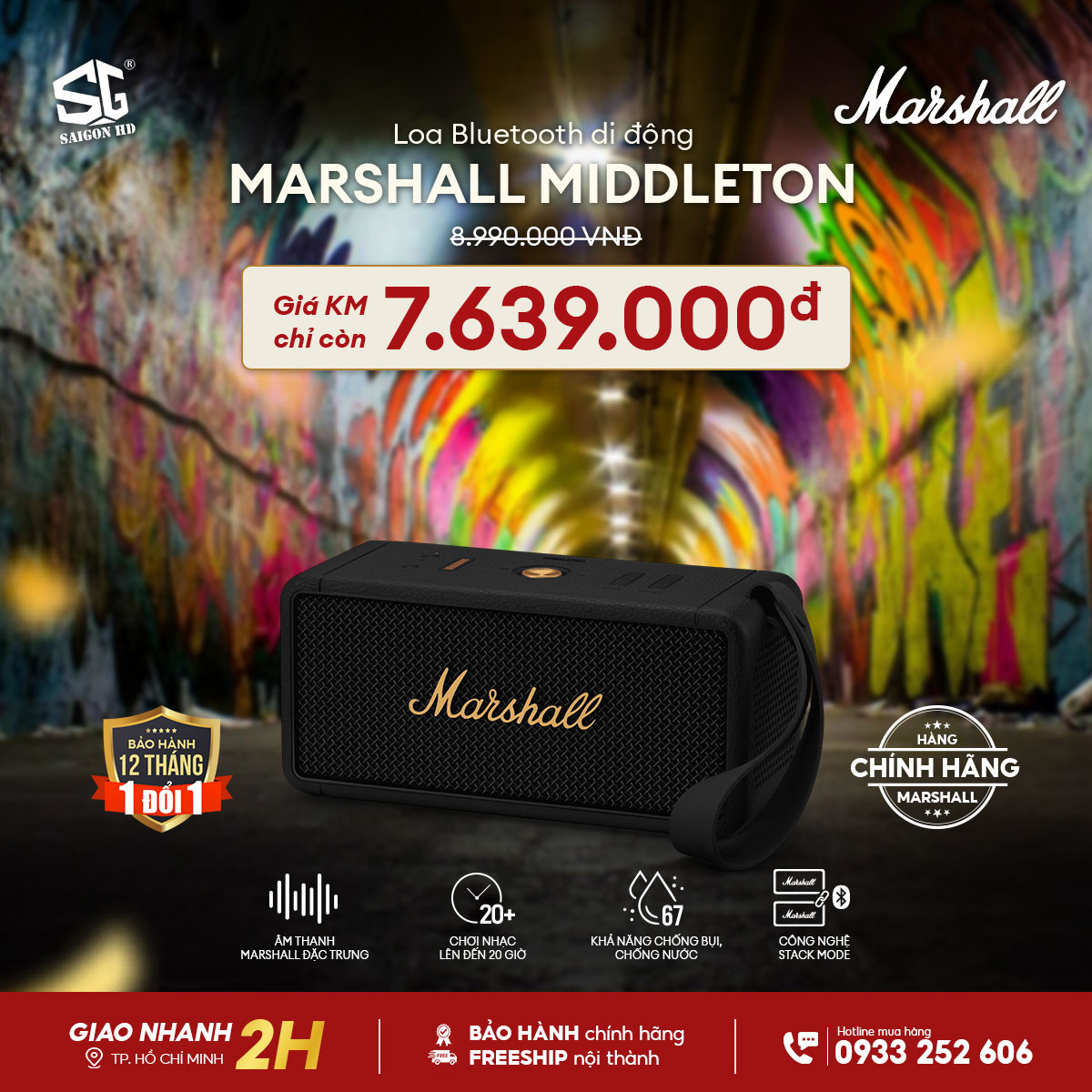 Loa Bluetooth di động MARSHALL MIDDLETON