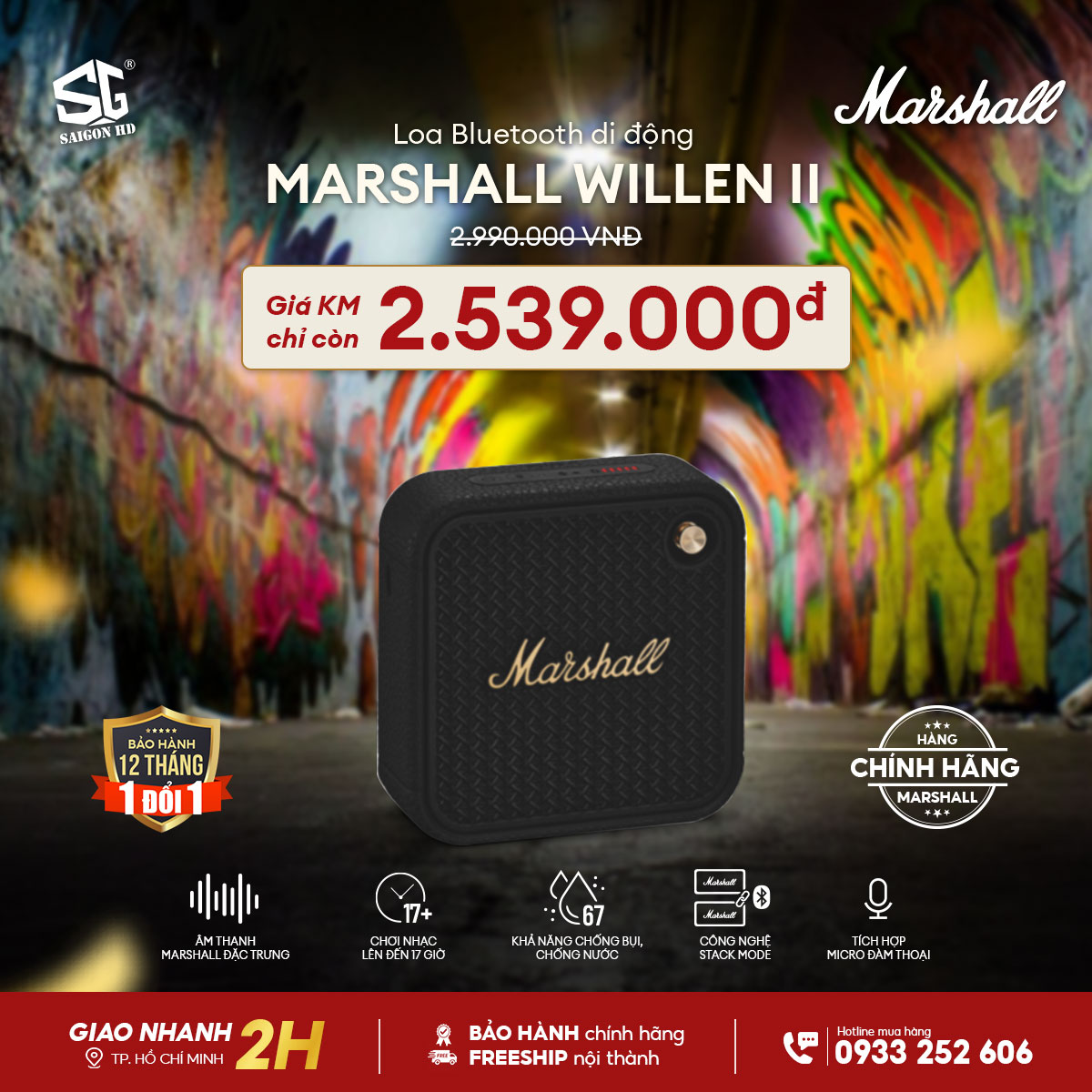Khuyến m&atilde;i Loa Bluetooth di động MARSHALL WILLEN II