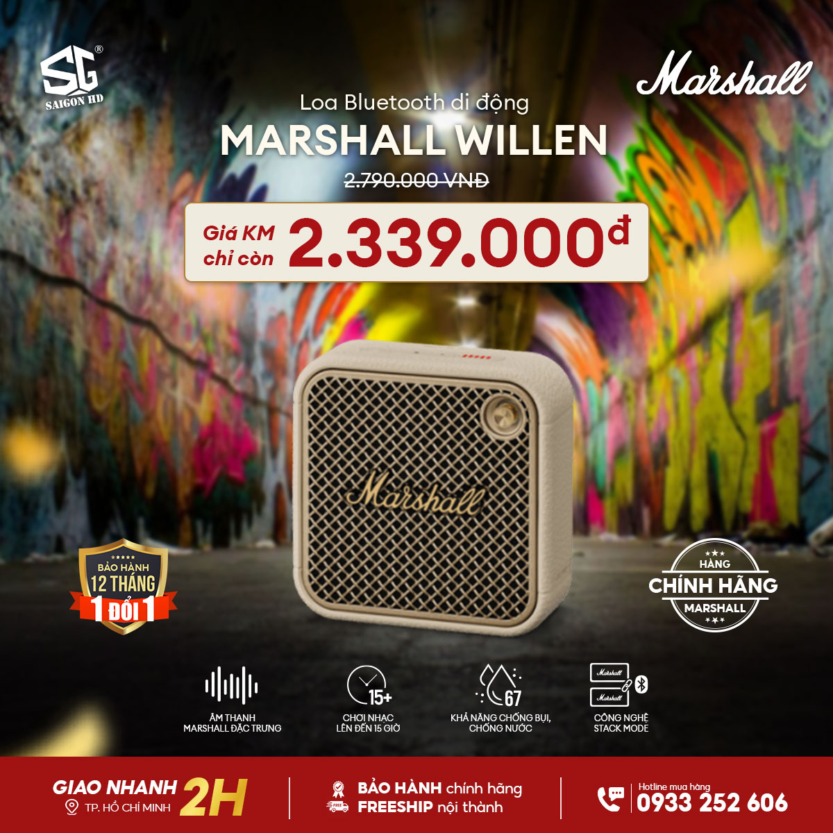 Khuyến m&atilde;i Loa Bluetooth di động MARSHALL WILLEN