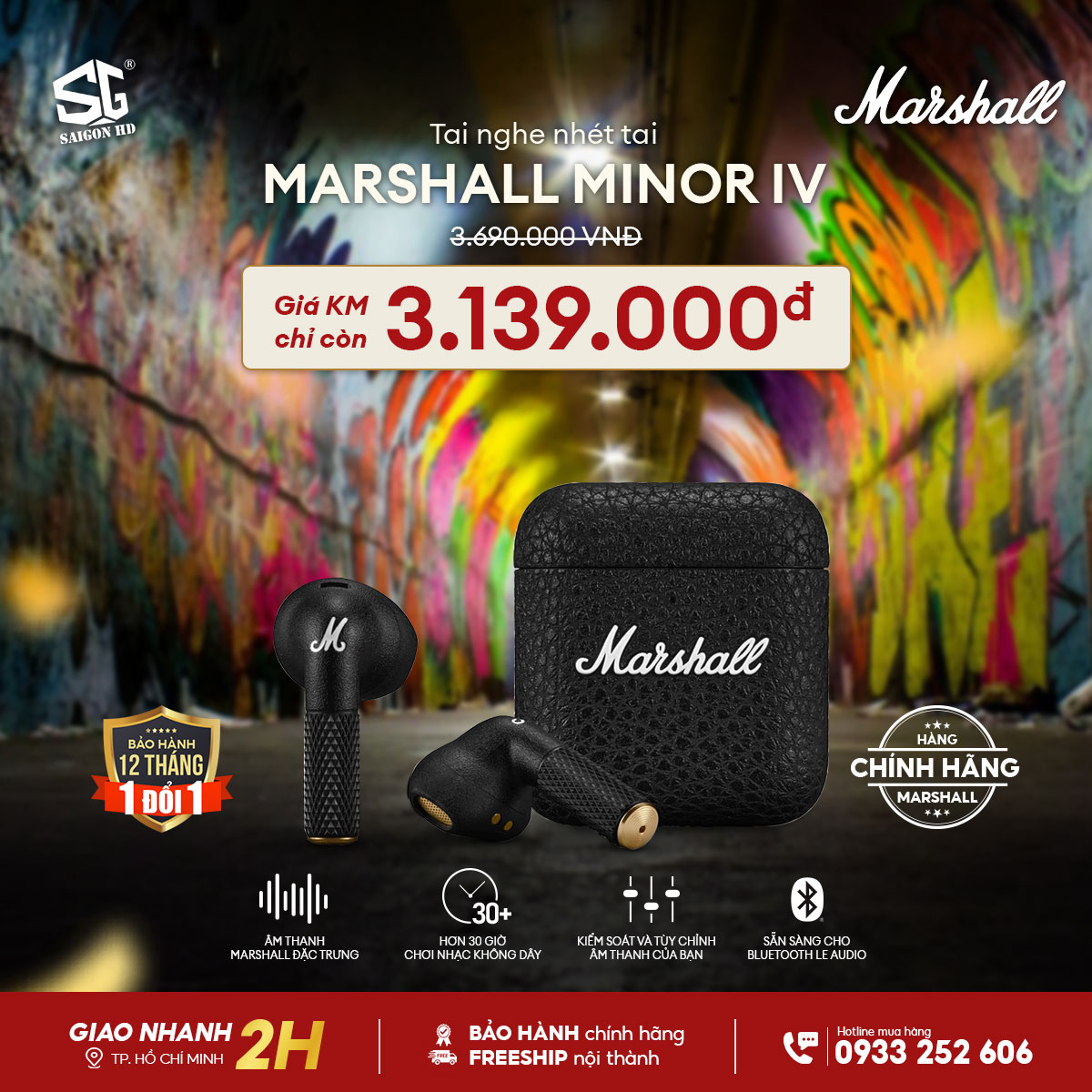 Tai nghe nh&eacute;t tai MARSHALL MINOR IV