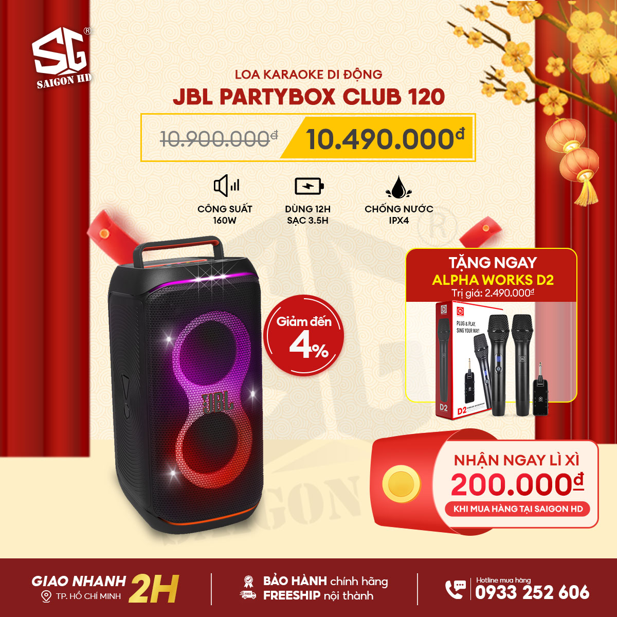 Loa Karaoke Bluetooth JBL PartyBox 120