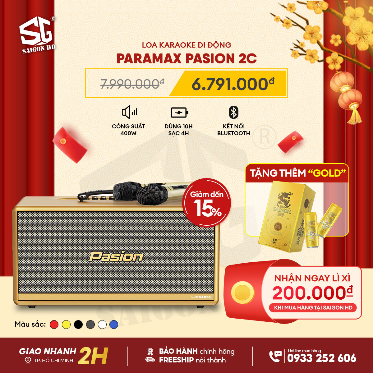 Loa Karaoke Bluetooth Paramax Pasion 2C