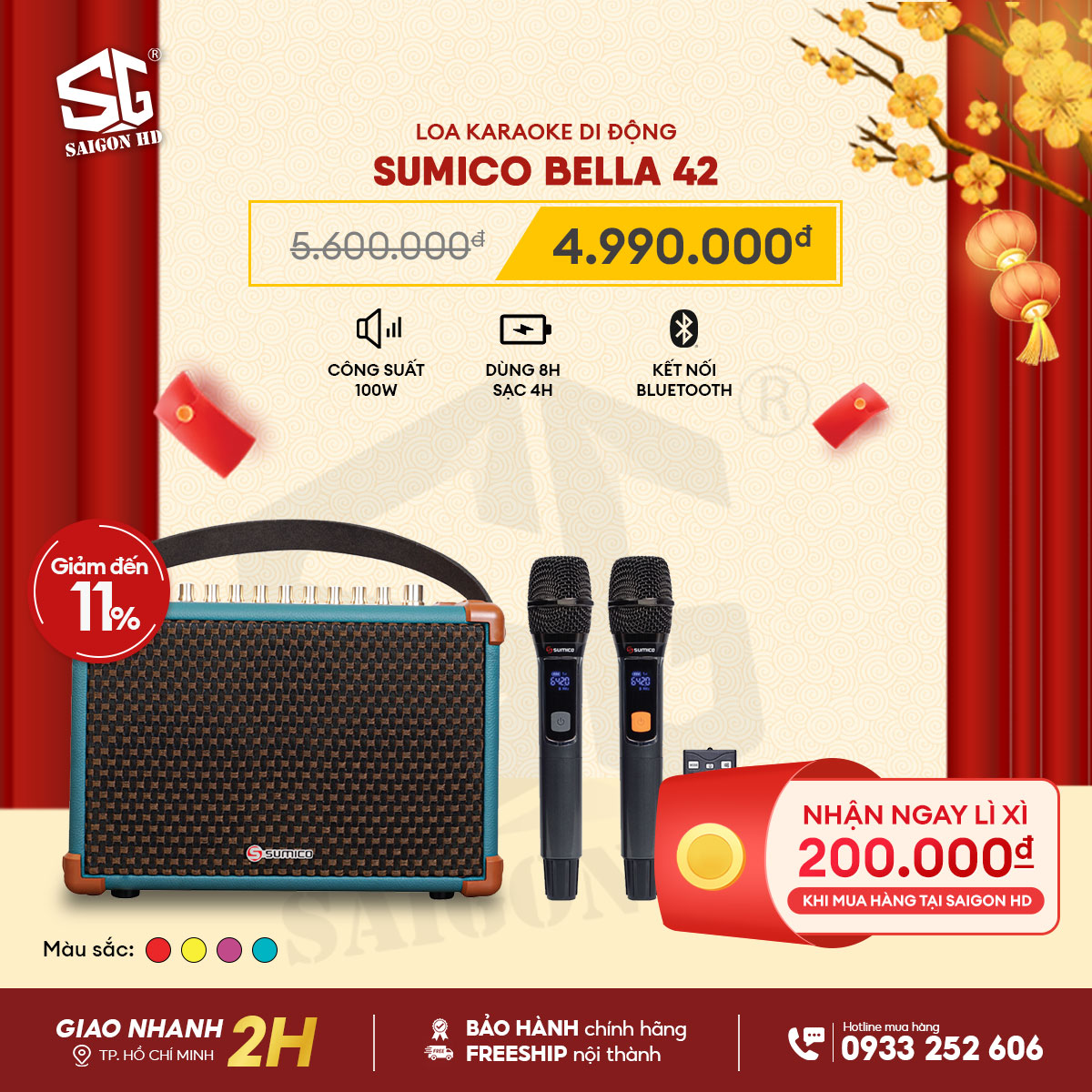 Loa Karaoke Bluetooth Sumico Bella 42