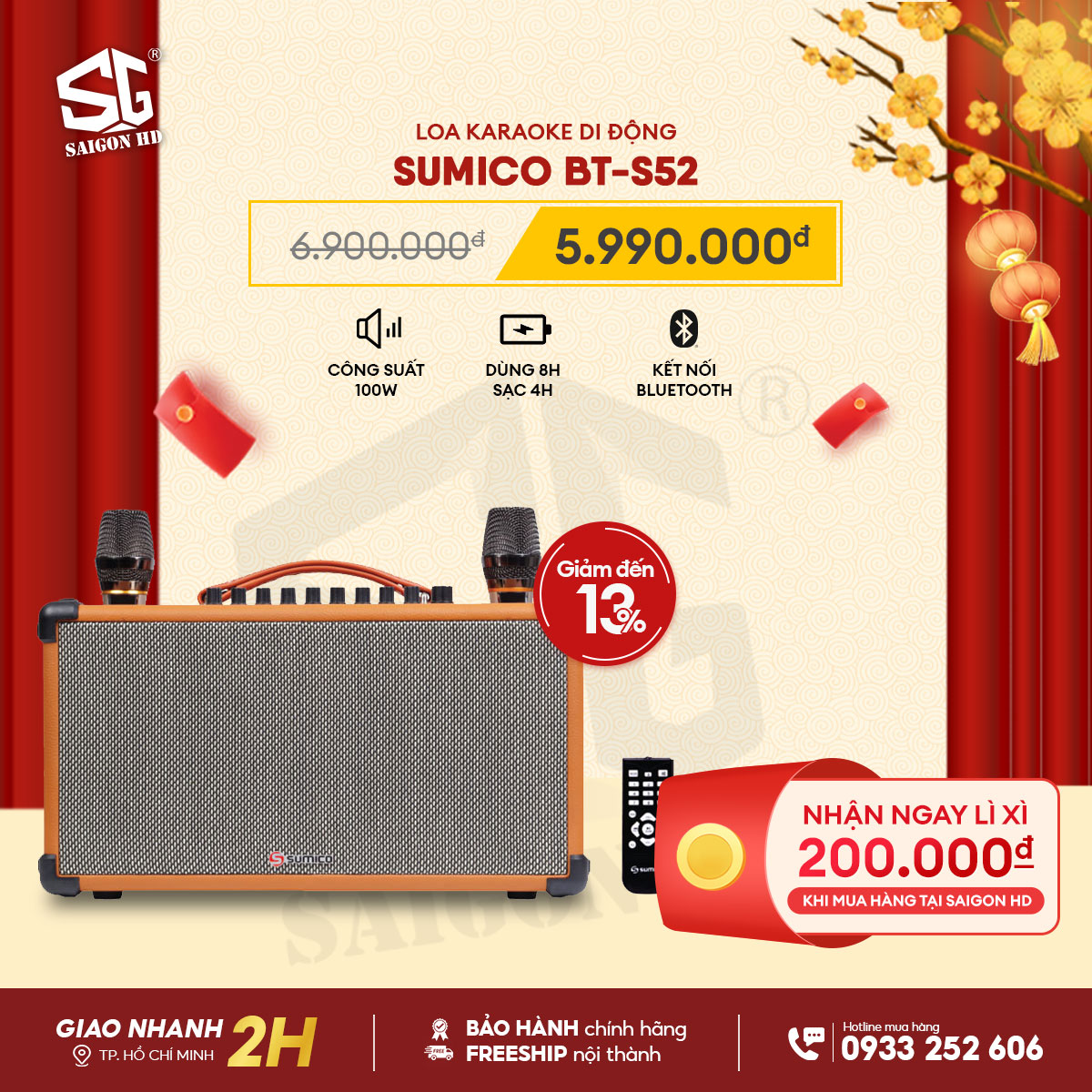 Loa Karaoke Bluetooth Sumico BT-S52