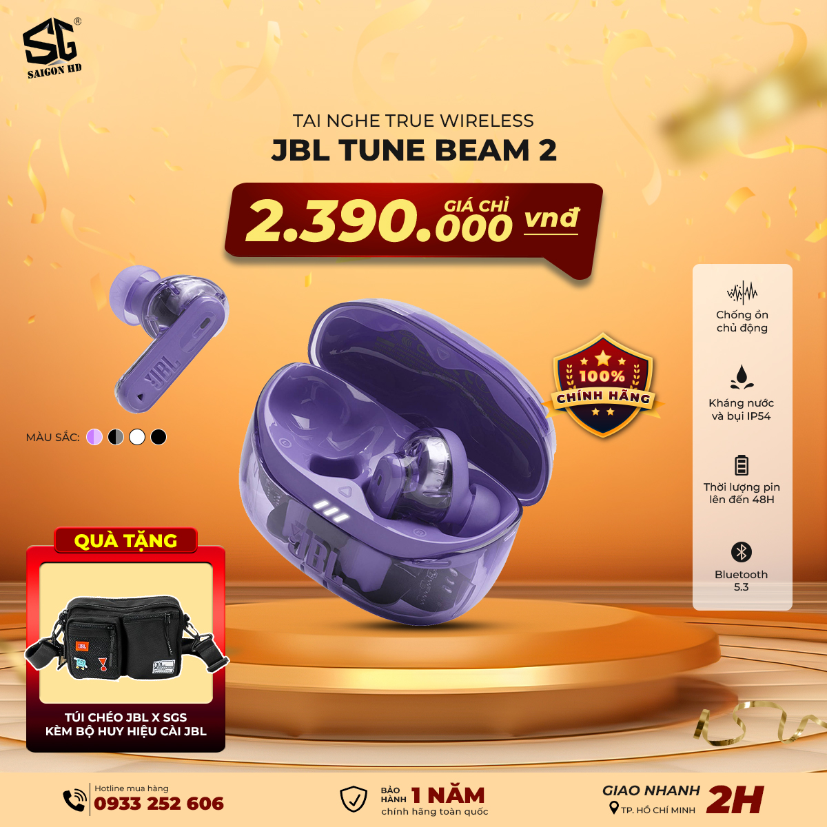 Tai nghe True Wireless JBL Tune Beam 2