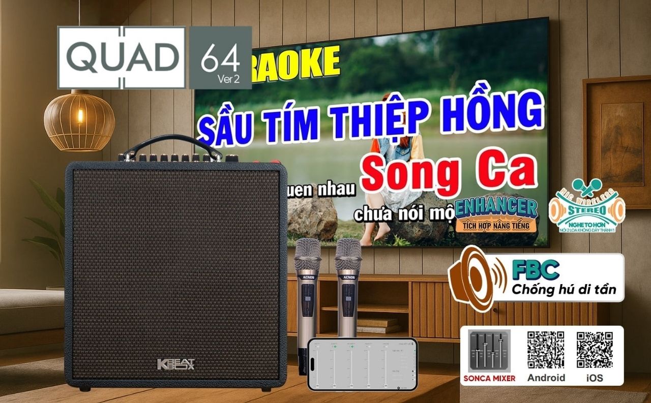 Loa Karaoke di động Acnos Quad 64 Ver2 ch&iacute;nh h&atilde;ng gi&aacute; rẻ nhất 