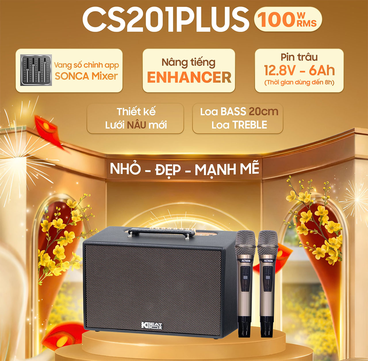 Loa karaoke di động Acnos CS201PLUS ch&iacute;nh h&atilde;ng gi&aacute; rẻ nhất