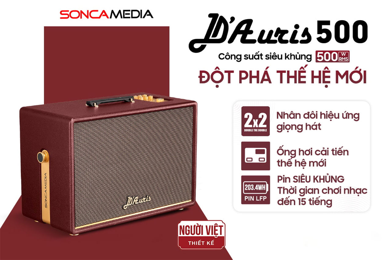 Loa k&eacute;o Karaoke Bluetooth di động Acnos D&rsquo;Auris 500 ch&iacute;nh h&atilde;ng gi&aacute; rẻ nhất