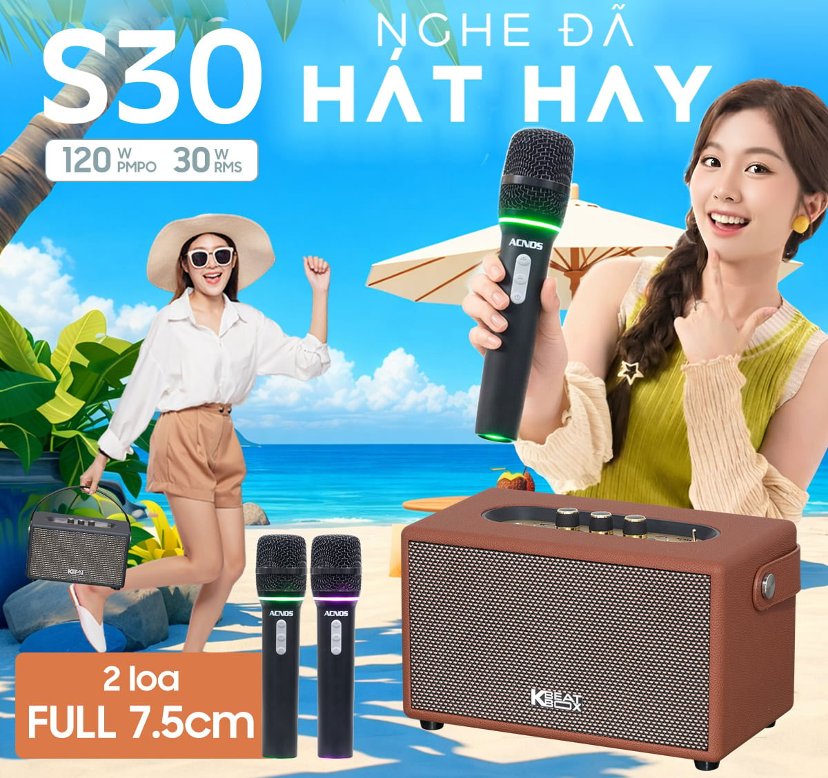 Loa karaoke di động Acnos S30 ch&iacute;nh h&atilde;ng gi&aacute; rẻ nhất 