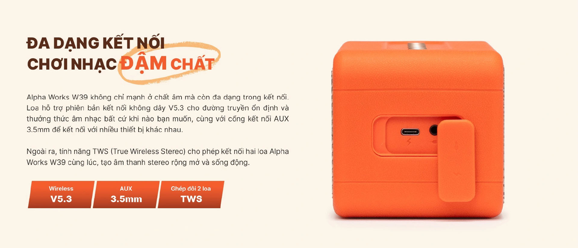 Loa Bluetooth di động phong cách Retro Alpha Works W39 chính hãng giá rẻ nhất