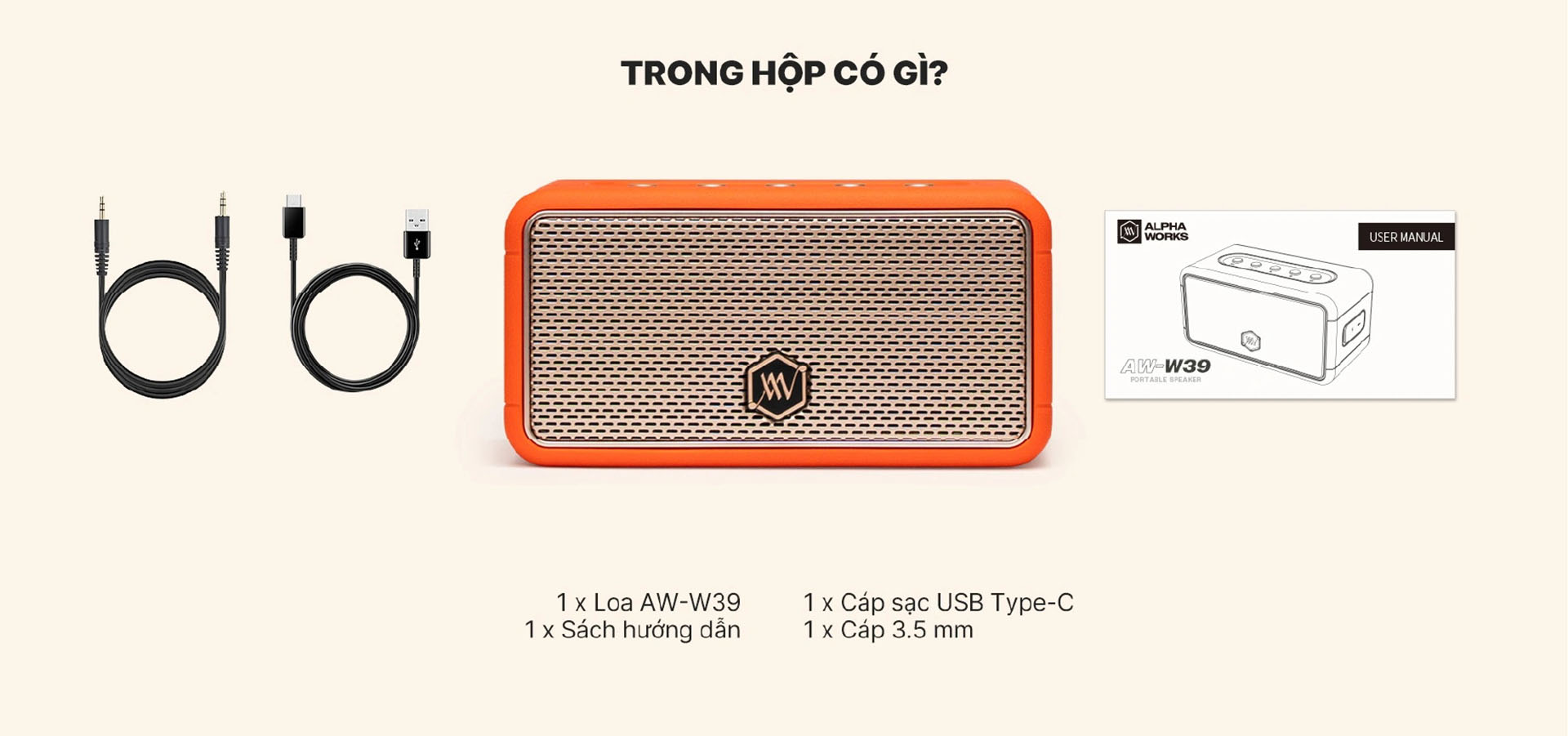 Loa Bluetooth di động phong cách Retro Alpha Works W39 chính hãng giá rẻ nhất