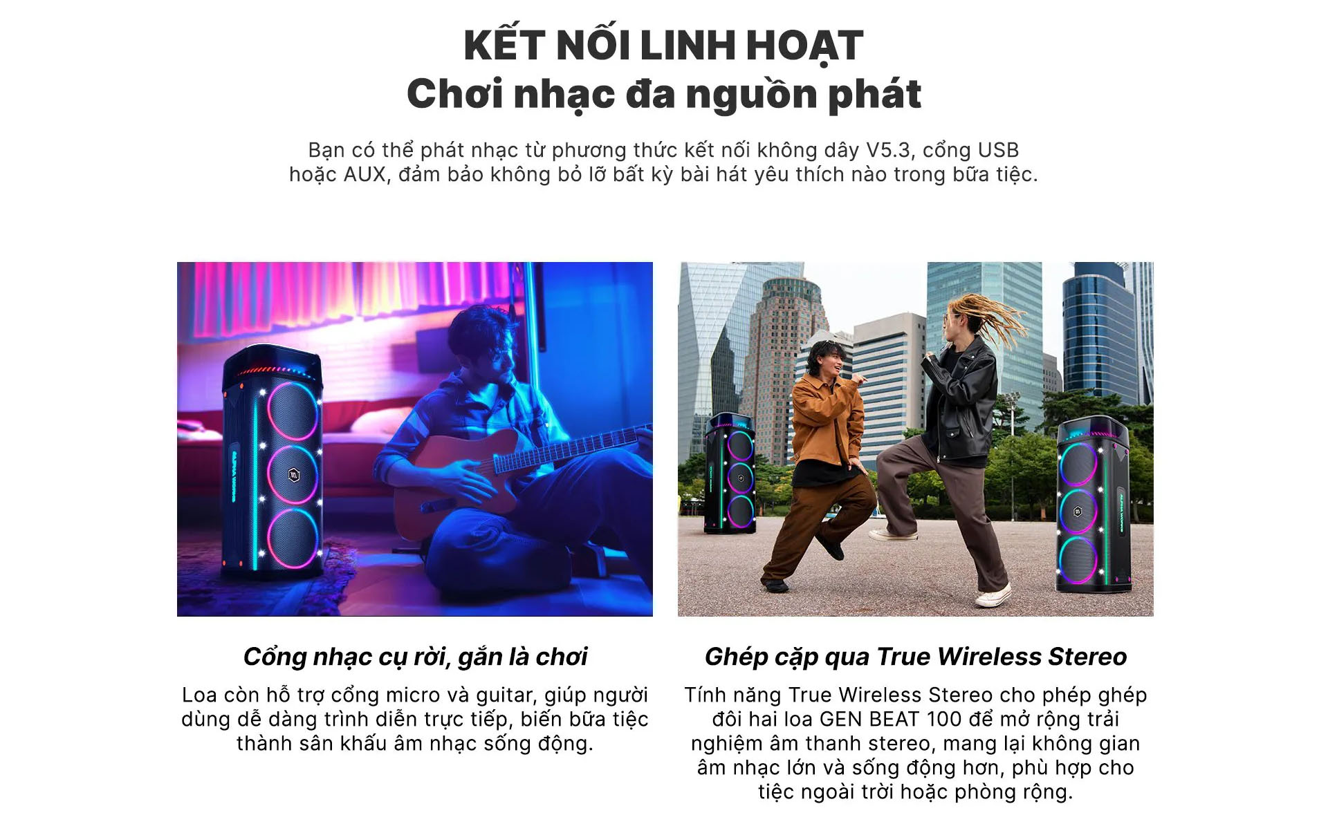 Loa k&eacute;o Karaoke Bluetooth di động Alpha Works GenBeat 100 ch&iacute;nh h&atilde;ng mới nhất gi&aacute; rẻ nhất