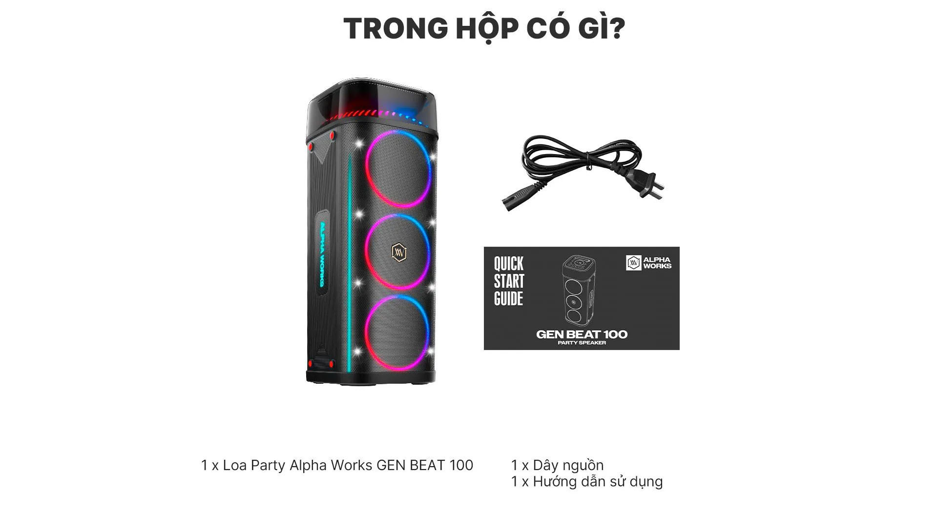 Loa k&eacute;o Karaoke Bluetooth di động Alpha Works GenBeat 100 ch&iacute;nh h&atilde;ng mới nhất gi&aacute; rẻ nhất