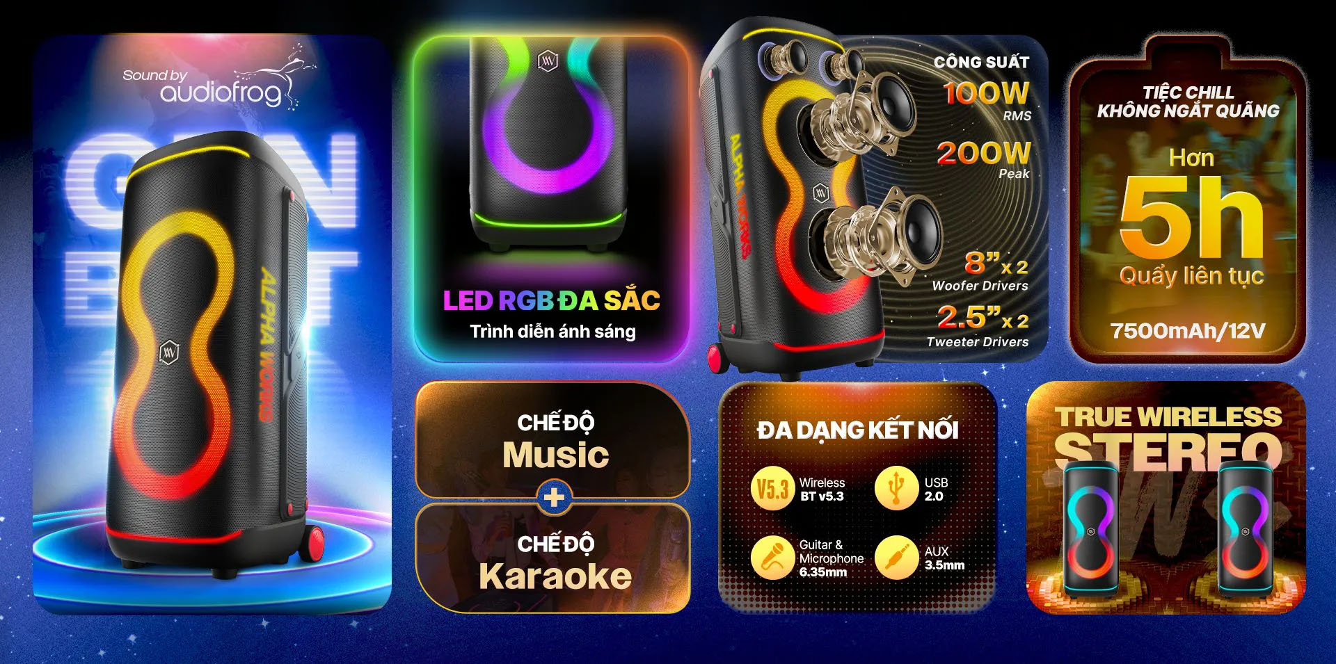 Loa k&eacute;o Karaoke Bluetooth di động Alpha Works GenBeat 110 ch&iacute;nh h&atilde;ng mới nhất gi&aacute; rẻ nhất