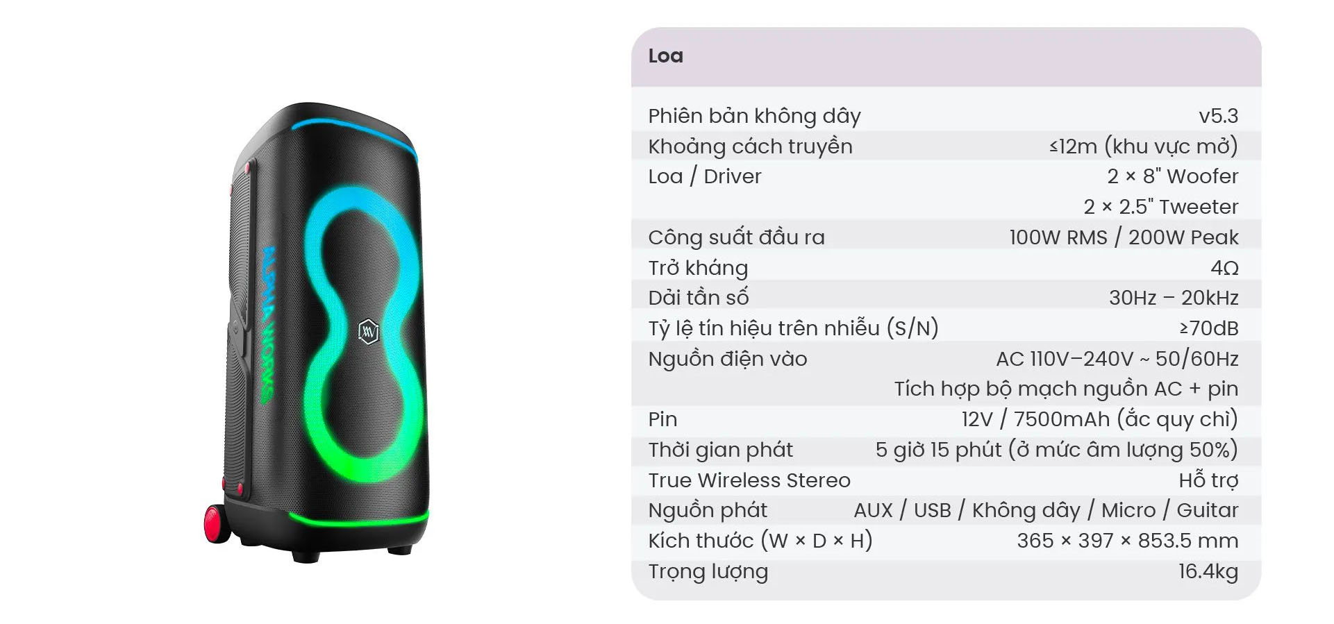 Loa k&eacute;o Karaoke Bluetooth di động Alpha Works GenBeat 110 ch&iacute;nh h&atilde;ng mới nhất gi&aacute; rẻ nhất