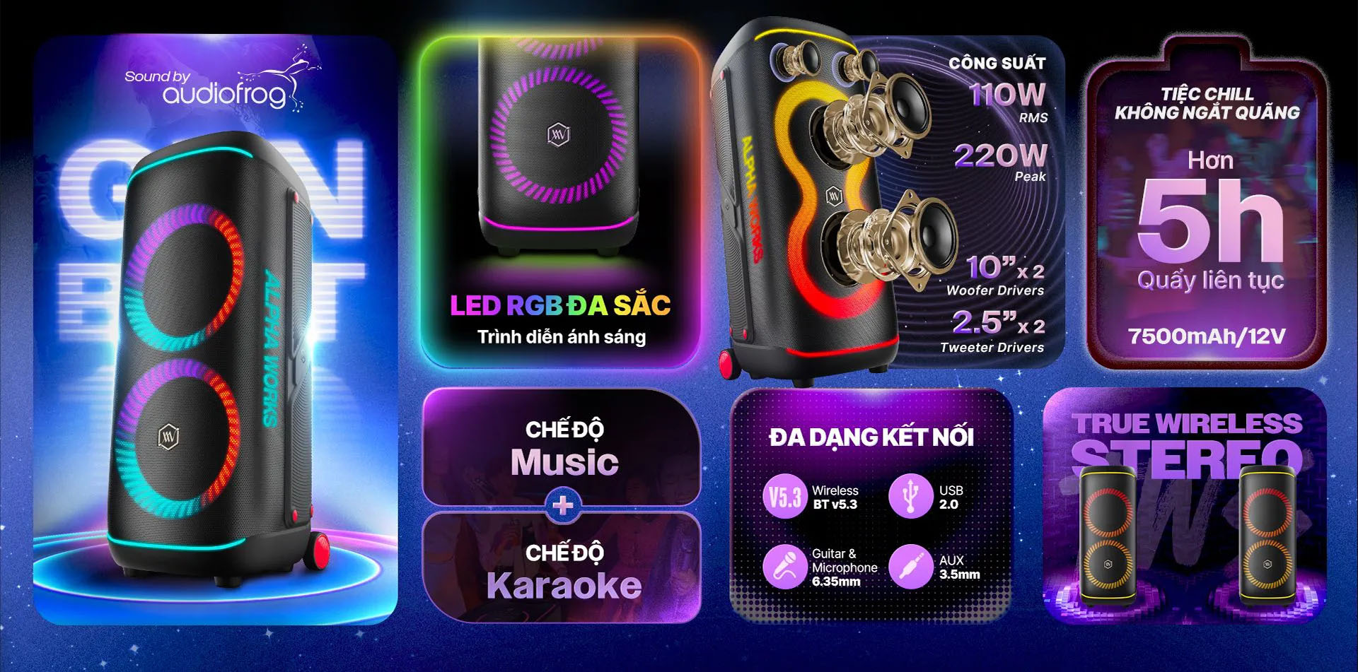 Loa k&eacute;o Karaoke Bluetooth di động Alpha Works GenBeat 120 ch&iacute;nh h&atilde;ng mới nhất gi&aacute; rẻ nhất