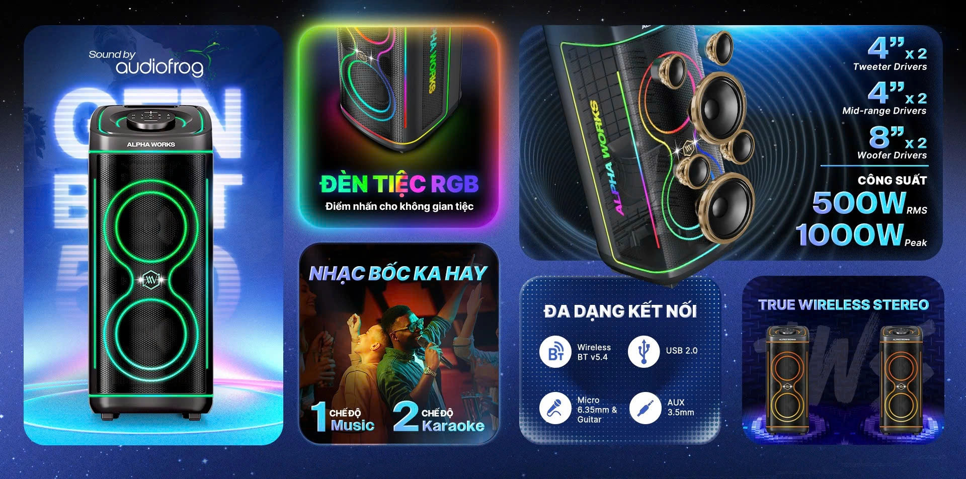 Loa k&eacute;o Karaoke Bluetooth di động Alpha Works GenBeat 520 ch&iacute;nh h&atilde;ng mới nhất gi&aacute; rẻ nhất