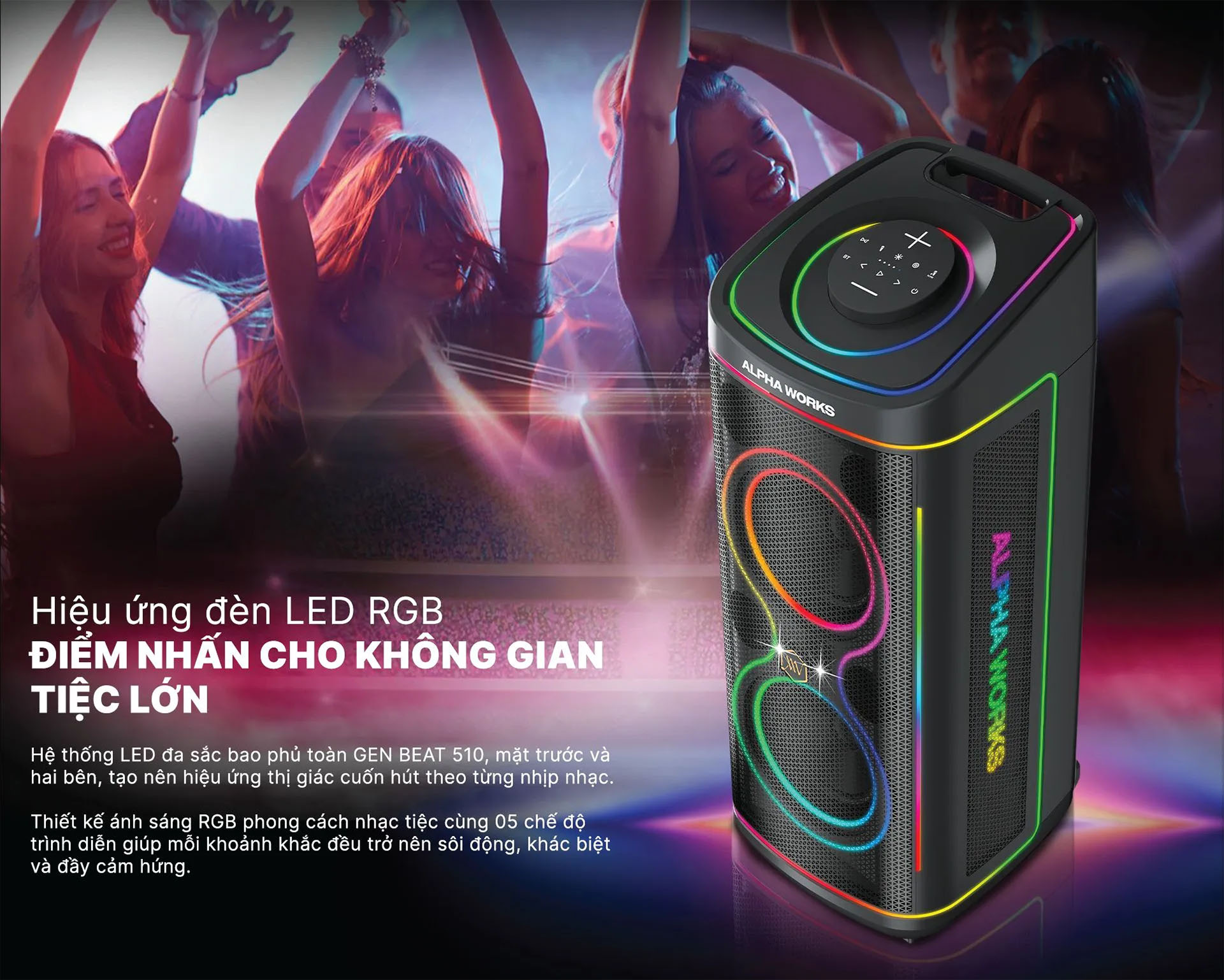 Loa kéo Party Karaoke Bluetooth di động Alpha Works GenBeat 520 chính hãng giá rẻ nhất | SAIGON HD
