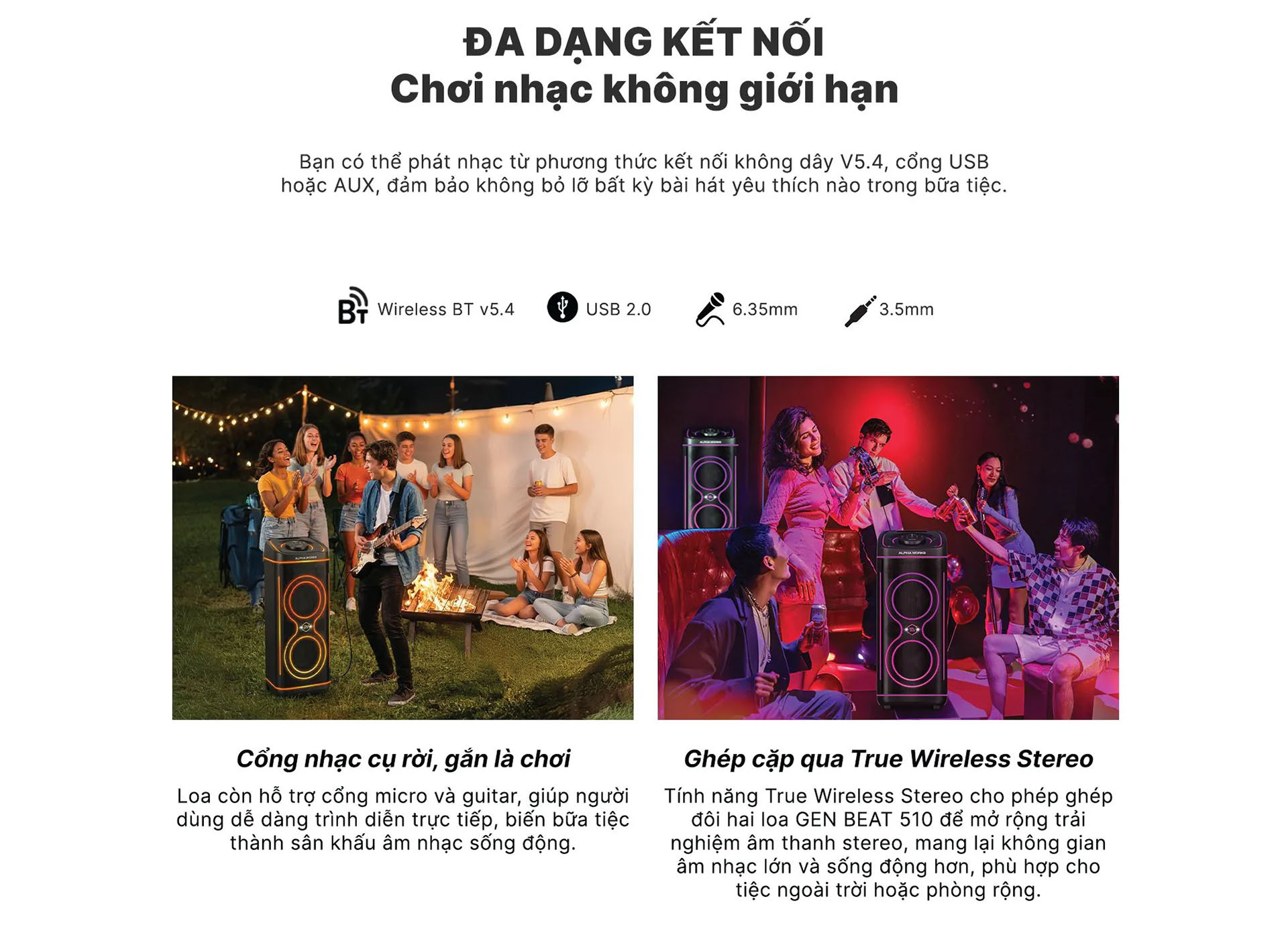 Loa k&eacute;o Karaoke Bluetooth di động Alpha Works GenBeat 520 ch&iacute;nh h&atilde;ng mới nhất gi&aacute; rẻ nhất