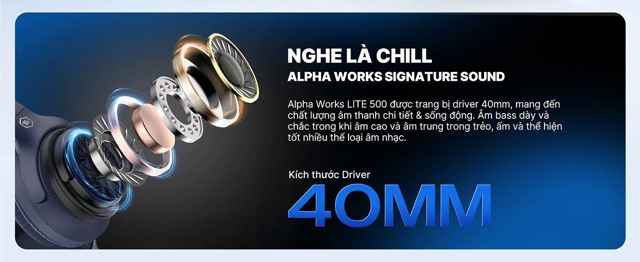 Tai nghe kh&ocirc;ng d&acirc;y chụp tai Alpha Works LITE 500 ch&iacute;nh h&atilde;ng gi&aacute; rẻ nhất