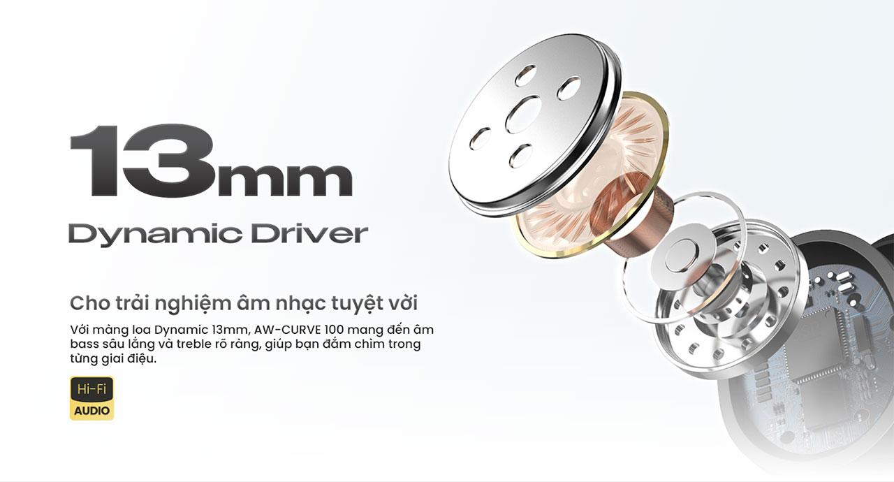 Tai nghe True Wireless Alpha Works CURVE 100 ch&iacute;nh h&atilde;ng gi&aacute; rẻ nhất